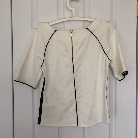 NWOT - White top with black vegan leather piping. - Picture 2 of 7